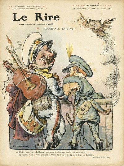 Illustration of Charles Leandre for the Cover of Le Rire, 26/06/09 - Touching interview - Music, Guitar - William II, Nicolas II by Charles Leandre