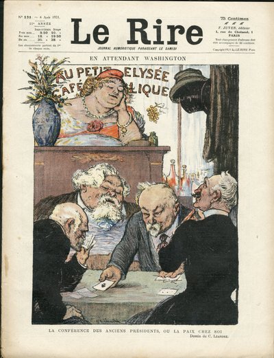 Illustration of Charles Leandre in Le Lire, 06/08/21 - Meanwhile Washington - Elections, President of the Republic - Marianne, Fallieres Armand, Poinsare Raymond, Deschanel Paul - Card game by Charles Leandre