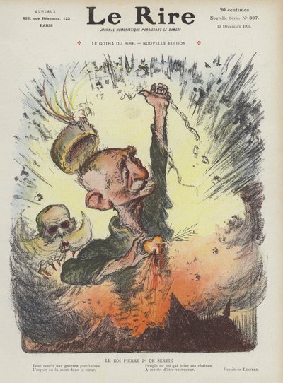 King Peter I of Serbia (Illustration for Le Rire) by Charles Leandre
