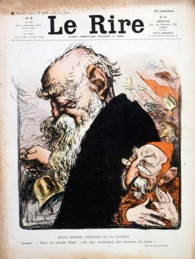 Satirical Illustration of Eugene Henri Brisson cover of Le Rire 1906 by Charles Leandre