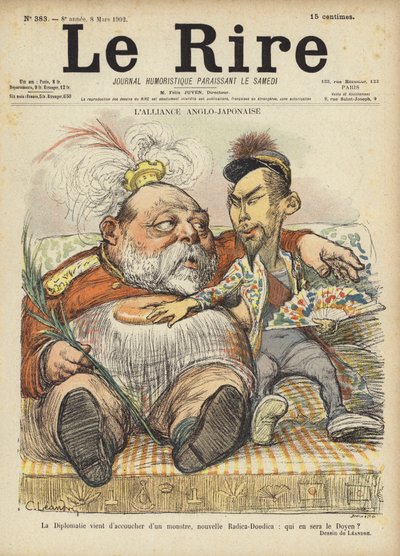 The Anglo-Japanese Alliance, Illustration for Le Rire by Charles Leandre
