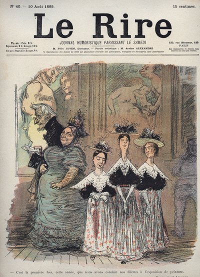 This is the First Time, This Year, That We Have Led Our Girls to the Painting Exhibition - Caricature by Charles Leandre (1862-1934) in 