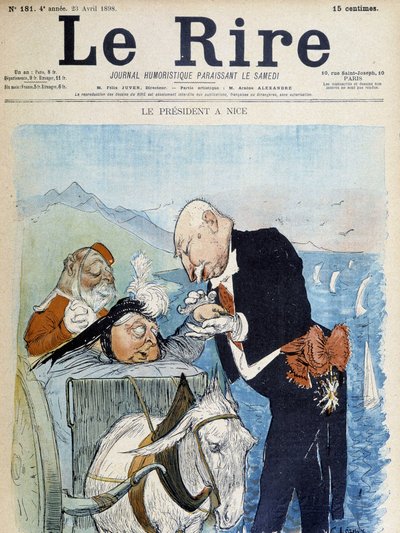Victoria and Félix Faure in Nice - by Léandre, in “Le Rire” from 23/04/1898 by Charles Leandre