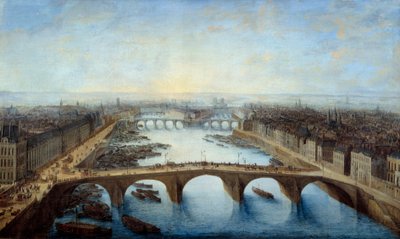 Panoramic view of Paris over the Pont Royal in 1741 (Painting by Charles Grevenbroeck) by Charles Leopold Grevenbroeck