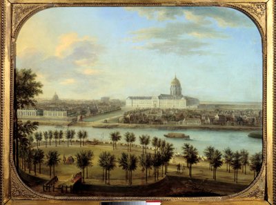 Les Invalides seen from the Cours la Reine in Paris by Charles Leopold Grevenbroeck