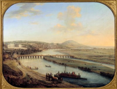 View of Seguin Island, the bridge of Sevres and Saint Cloud Panorama from the west of Paris by Charles Leopold Grevenbroeck