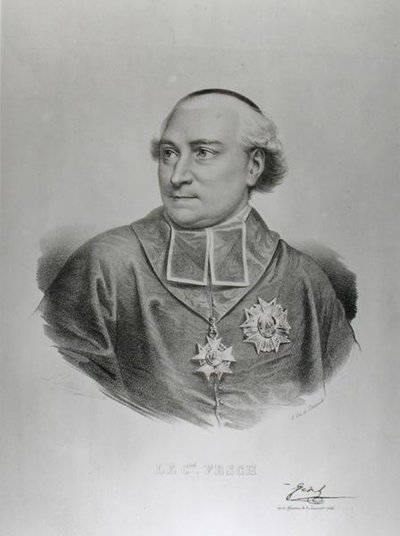Portrait of Cardinal Joseph Fesch (1763-1839) engraved by Francois Seraphin Delpech by Charles Louis (after) Bazin