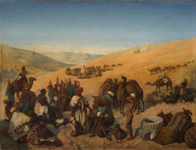 Halt of Caravans at the Wells of Saba Beersheba in the Desert South of Hebron by Charles Louis Fredy de Coubertin