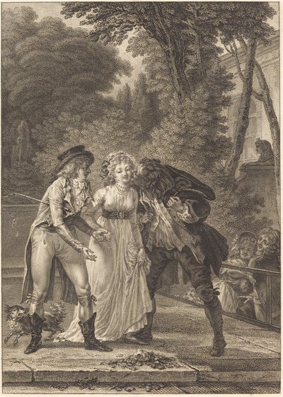 The Returned Kiss by Charles Louis Lingée after Jacques Louis François Touzé