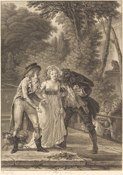 The Returned Kiss by Charles Louis Lingée after Jacques Louis François Touzé