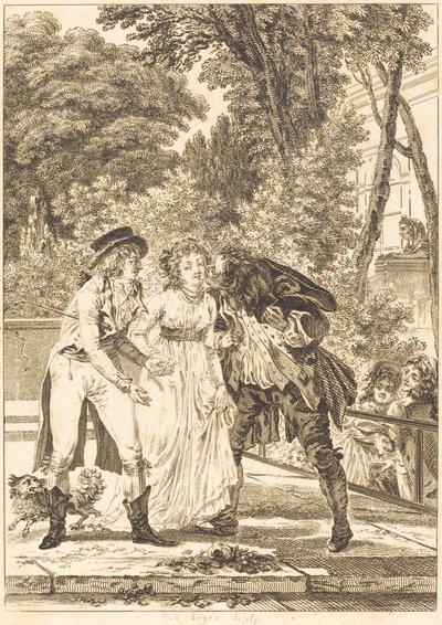 The Returned Kiss by Charles Louis Lingée after Jacques Louis François Touzé