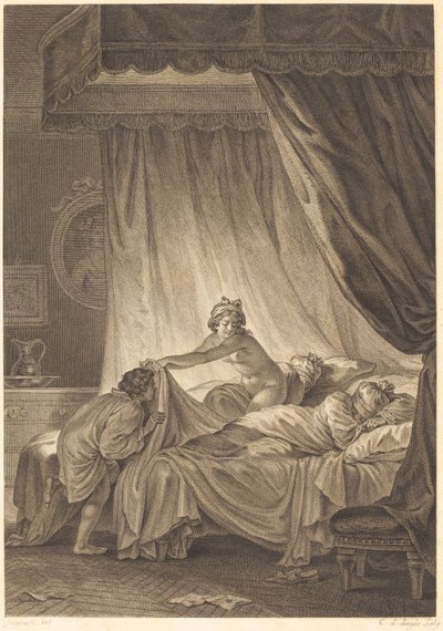 Joconde: The Bed by Charles Louis Lingée after Jean Honoré Fragonard