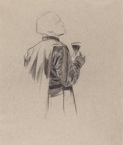 A Bearded Gentleman with a Glass of Wine by Charles Louis Lucien Muller