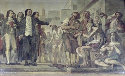 Philippe Pinel Releasing Lunatics from Their Chains at the Bicetre Asylum in Paris by Charles Louis Lucien Muller