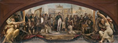 Sketch for the Denon Pavilion in the Louvre: The Four Artistic Ages of France - Presentation of the Plans to Napoleon, ca. 1864 by Charles Louis Lucien Muller