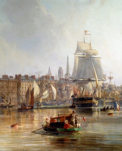 Ship in the Port of Rouen in 1855 (detail) by Charles Louis Mozin