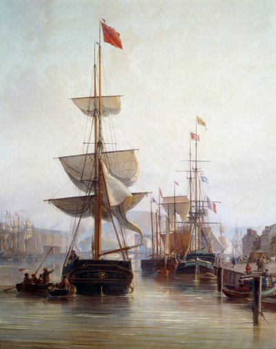 Ship in the port of Rouen in 1855 (detail) by Charles Louis Mozin