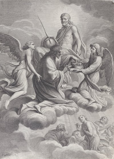 Saint Louis of France Received into Heaven by Christ and Two Angels Who Offer Him the Crown by Charles Louis Simonneau