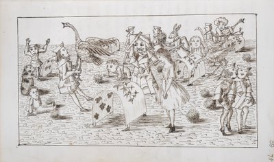 Alice and the Red Queen Play Croquet, Illustration from Chapter IV of 