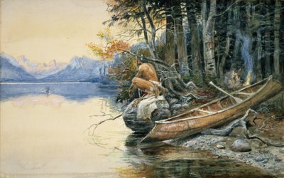 A Camp Site by the Lake by Charles Marion Russell