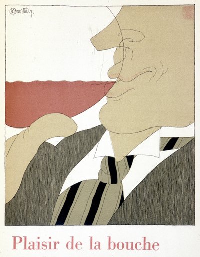 Pleasure of the Mouth - in Monseigneur le Vin, drawing by Charles Martin, fascicle des Etablissements Nicolas by Charles Martin