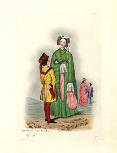 Typical female costume in the time of Henry V, illustration from 