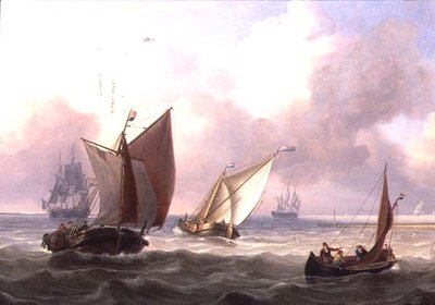 Dutch Pinks in a Swell off a Jetty by Charles Martin Powell