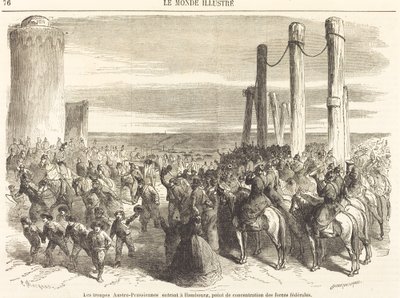 The Austro-Prussian Troops Entering Hamburg... [top half] by Charles Maurand after Godefroy Durand