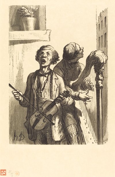 Street Singers by Charles Maurand after Honoré Daumier