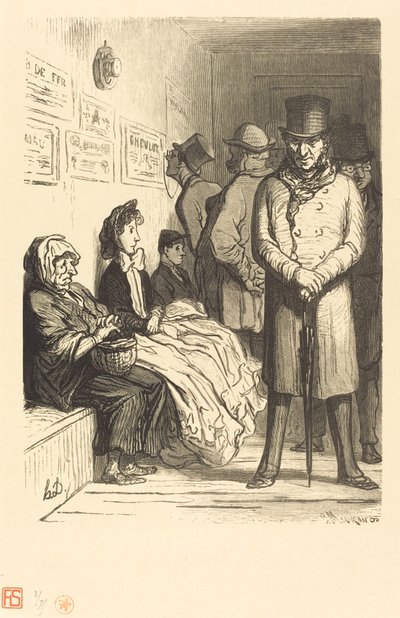 A Waiting Room for Omnibuses by Charles Maurand after Honoré Daumier