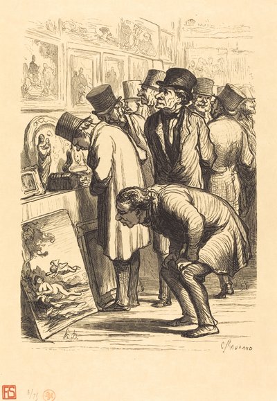A Room in the Hotel Drouot on an Exhibition Day by Charles Maurand after Honoré Daumier