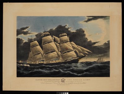 Clipper Ship Dreadnought Off Tuskar Light 12 1/2 Days from New York on Her Celebrated Passage into Dock at Liverpool in 13 Days 11 Hours December 1854 by Charles & Mcfarlane Duncan (1818 1865) Parsons