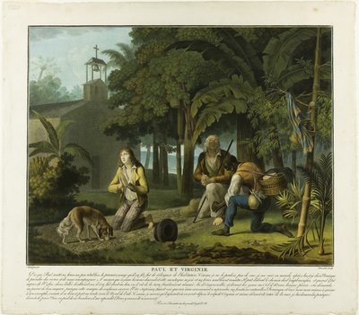 The Prayer, plate 6 from Paul and Virginie by Charles Melchior Descourtis