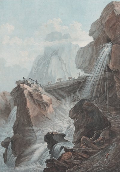 View of the Gelten Torrent Waterfall, 1785 by Charles Melchior Descourtis