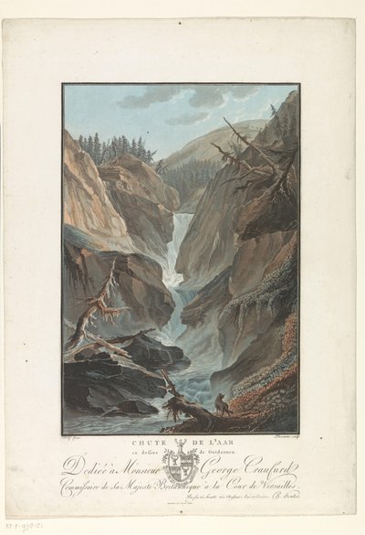 Waterfall of the River Aare (Remarkable Views of the Mountains of Switzerland) by Charles Melchior Descourtis