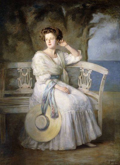 Portrait of a Lady wearing a Blue Dress by Charles Mendelssohn Horsfall
