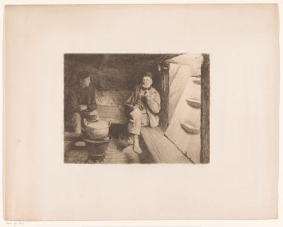 Two Men Resting in the Hold of a Ship by Charles Mertens