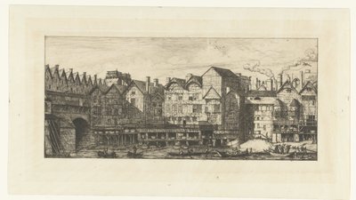 Back Facades of Houses with Furriers on the Seine near Pont-au-Change in Paris (title on object) by Charles Meryon