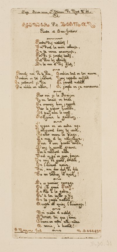 Dedicatory Verses to Reinier Nooms, Called Zeeman by Charles Meryon