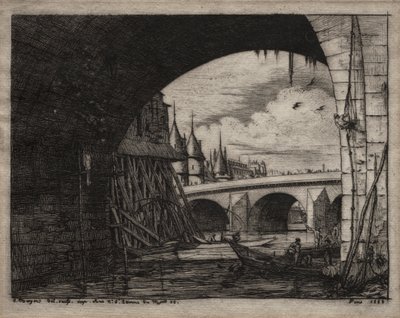 Etchings of Paris: An Arch of the Notre Dame Bridge by Charles Meryon
