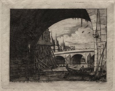 Etchings of Paris: An Arch of the Notre Dame Bridge by Charles Meryon