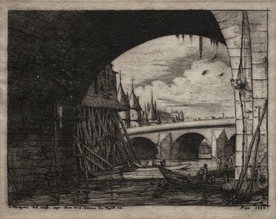Etchings of Paris: An Arch of the Notre Dame Bridge, 1853 by Charles Meryon