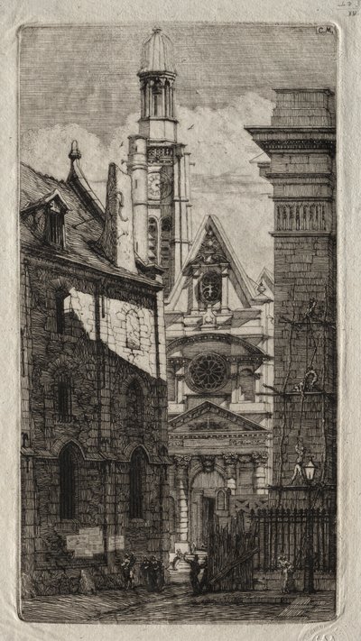 Etchings of Paris: Church of St. Stephen of the Mount, 1852 by Charles Meryon