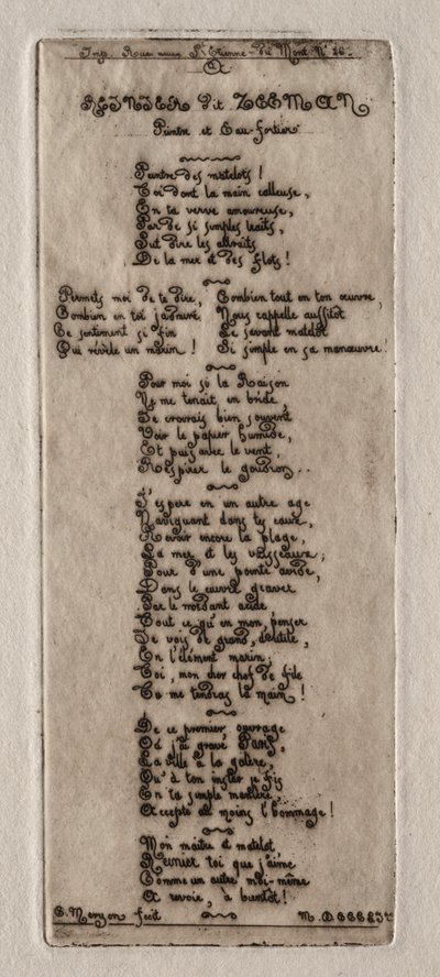 Etchings of Paris: Dedication to Reynier Nooms, called Zeeman by Charles Meryon