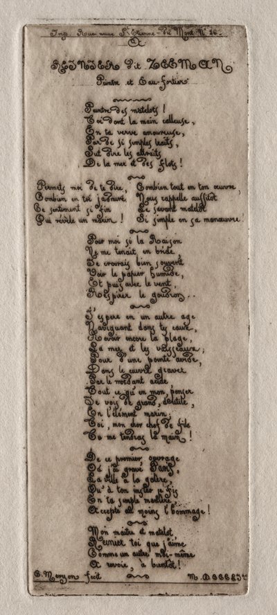 Etchings of Paris: Dedication to Reynier Nooms, called Zeeman, 1854 by Charles Meryon