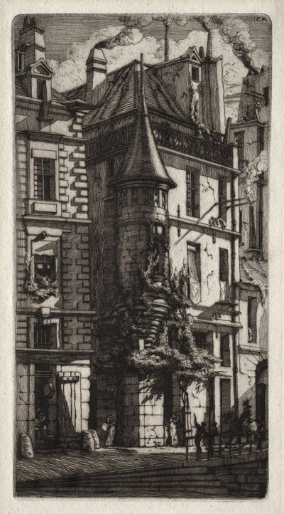 Etchings of Paris: House with a Turret, Weavers Street, 1852 by Charles Meryon