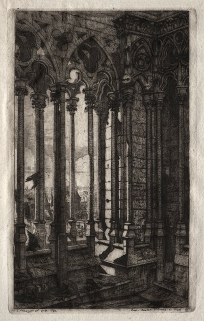 Etchings of Paris: The Gallery of Notre Dame by Charles Meryon