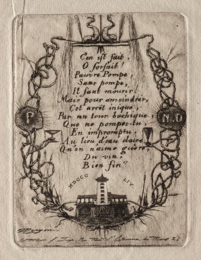 Etchings of Paris: The Notre Dame Pump, Small Plate by Charles Meryon