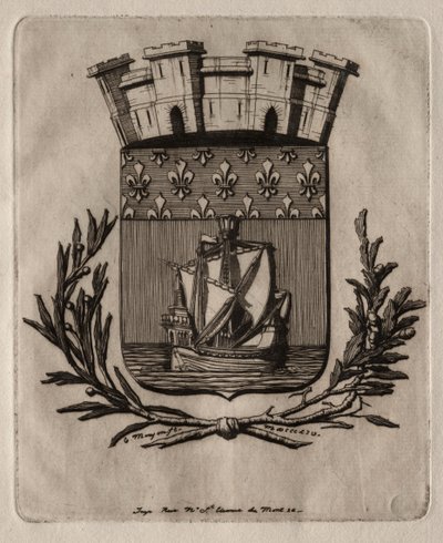Etchings of Paris: The Symbolical Arms of the City of Paris by Charles Meryon