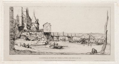 Footbridge Temporarily Replacing the Exchange Bridge, Paris, after the fire of 1621 by Charles Meryon